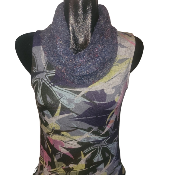 Smash Abstract Turtleneck Sleeveless Dress Sz.L - Picture 2 of 6